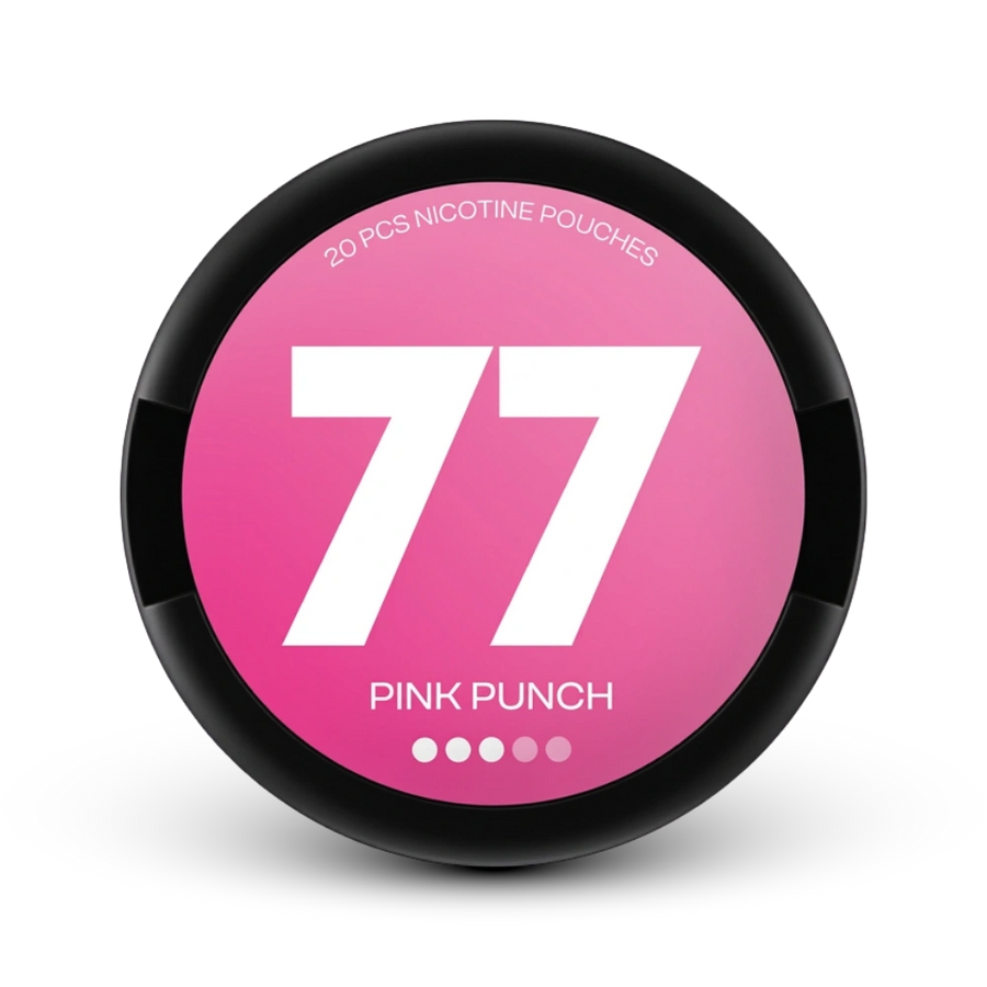 77 Nicotine Pouches Pink Punch, 20 bucăți, putere medie, cutie roz-neagră