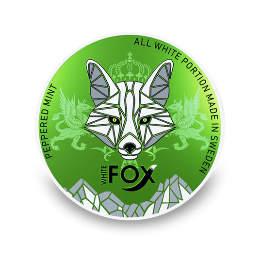 White Fox Peppered Mint All White Portion, aroma de Pfeffeminz, putere de nicotină puternică, din Suedia