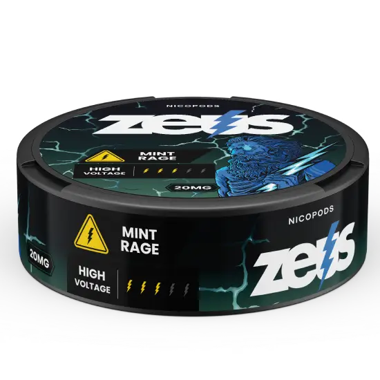 Zeus Mint Rage Strong Vizualizare produs – Aroma de mentă, Puternic, 20 plicuri/cutie
