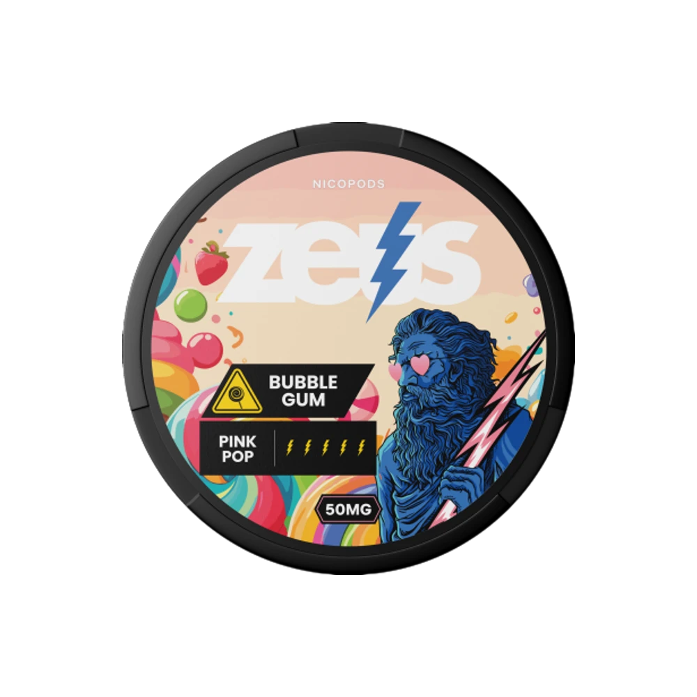 Zeus Bubblegum 50mg Doză Verso – Aroma de Gumă de Mestecat, Ultra Puternic, 20 Pungi/Doză